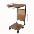 thumbnail image 2 of Double Layer C Shaped Side Table with Wheels, 360° Rotatable Mobile Sofa Bedside Table, Sturdy Metal Frame Space Saving Home Coffee Table, 2 of 9
