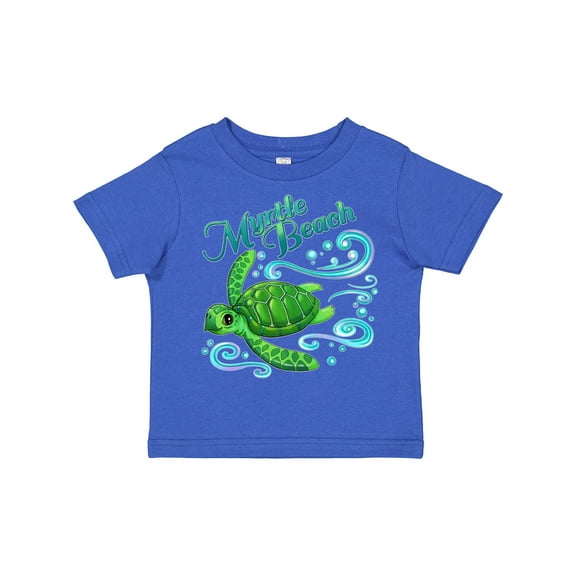Inktastic Myrtle Beach Cute Sea Turtle with Waves and Bubbles Boys or Girls Toddler T-Shirt