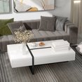 thumbnail image 2 of Dovelina Contemporary Rectangle Coffee Table with High Gloss Surface, Modern Center Table for Sofa or Upholstered Chairs, 45.2" x 25.5" x 13.7", White, 2 of 9