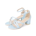 thumbnail image 3 of BLISSFUL STEP Women's Block Heel Ankle Strap Round Toe Heels Sandals Light Blue (Size 8.5), 3 of 7