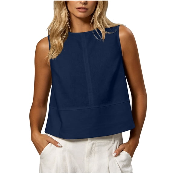 Sevevn Fashion Women's Summer Solid Button Sleeveless Casual Tank Blouse Deal of the Week Blue M