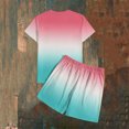 thumbnail image 5 of Zylanna Men's 2 Piece Outfit Sets, Gradient Color Casual Short Sleeve T-Shirt and Shorts Set Elastic Waist Crew Neck Loungewear for Vacation Daily Wear Hot Pink, 5 of 7