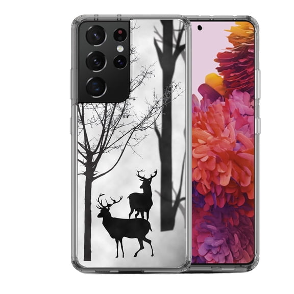 Shockproof Hybrid Bumper Phone Case for Samsung Galaxy S21 Ultra, by OneToughShield ® - Forest Deer