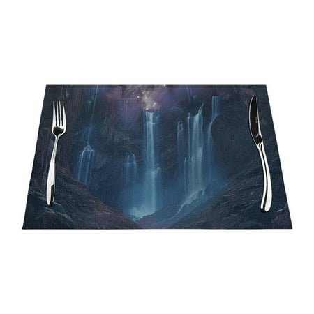 

Night close-up Table mat can be wiped dinner mat set felt can be wiped heat-resistant waterproof and non slip dinner mat rectangular thick mat