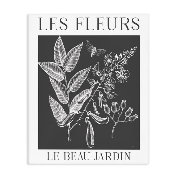 Stupell Industries French Country Les Fleurs Black & White Contour Canvas Art, 16 x 20, by Lux Me Designs