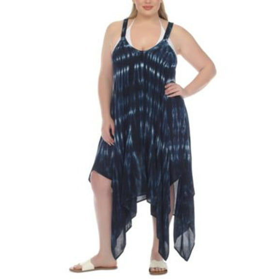 Raviya Plus Size Tie-Dyed Handkerchie Blue Ripple 3X