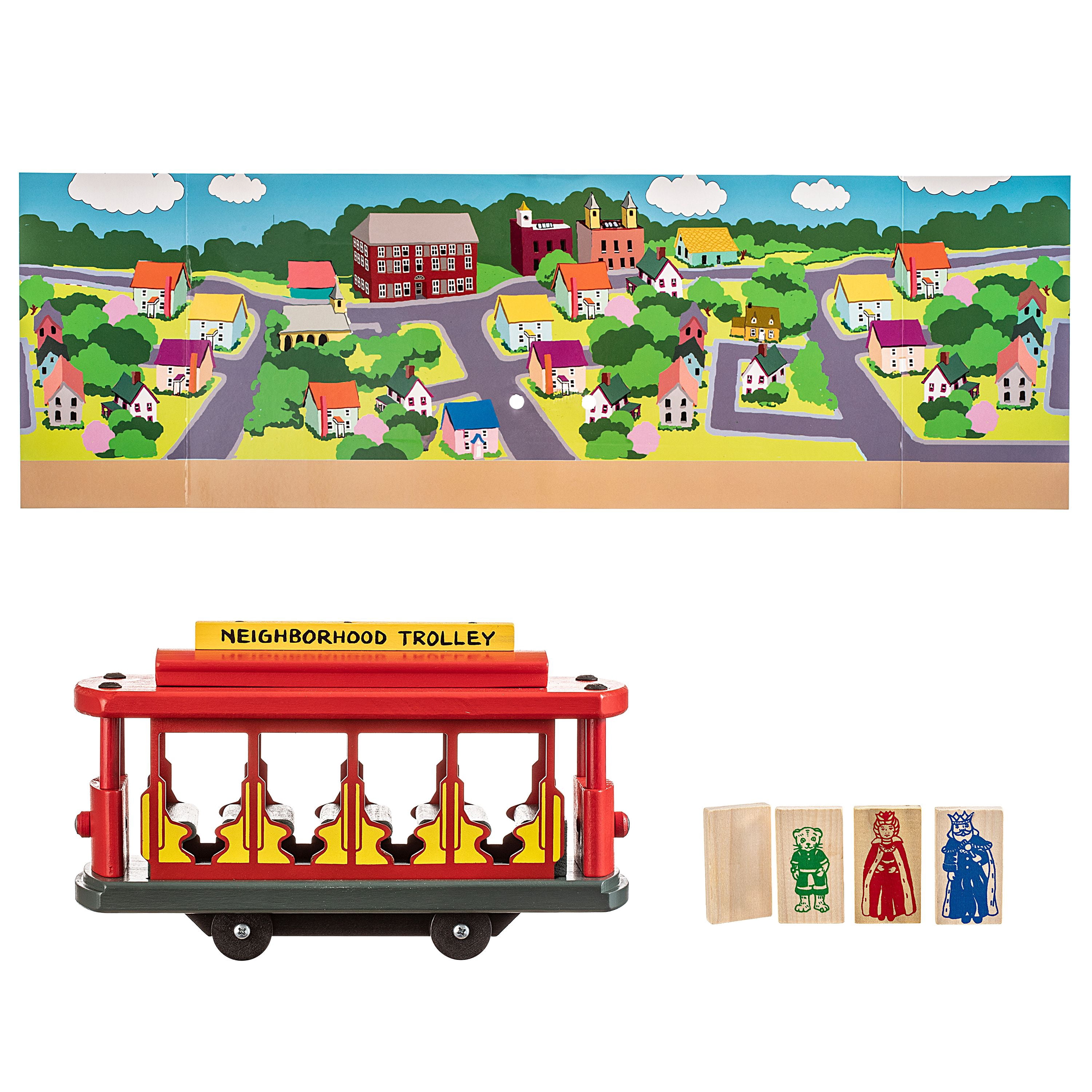 Holgate Toys Mister Rogers’ Neighborhood Red Trolley Set, 5 Pieces