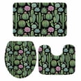 thumbnail image 2 of Summer Botanical Bathroom Rugs Set Tropical Saguaro Opuntia Green Cactus Black Non Slip Absorbent Soft Bath Mats 3 Piece Set with Bathroom Rug, U-Shaped Floor Mat, Toilet Seat Cover Small Size, 2 of 9