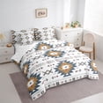 thumbnail image 3 of Feelyou Hippie Abstract Aztec Twin Bedding Sets 7-Piece, White Green Abstract Bedding Comforter Set, Teens Adult Women Men Reversible Sheet Sets, Super Cozy Room Decor, 3 of 8