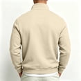 thumbnail image 4 of FENGYOU Mens Casual Quarter Zip Sweatshirt Fleece Lined Thick Pullover Stand Collar Long Sleeve Regular Fit Solid Top Khaki 3XL, 4 of 6