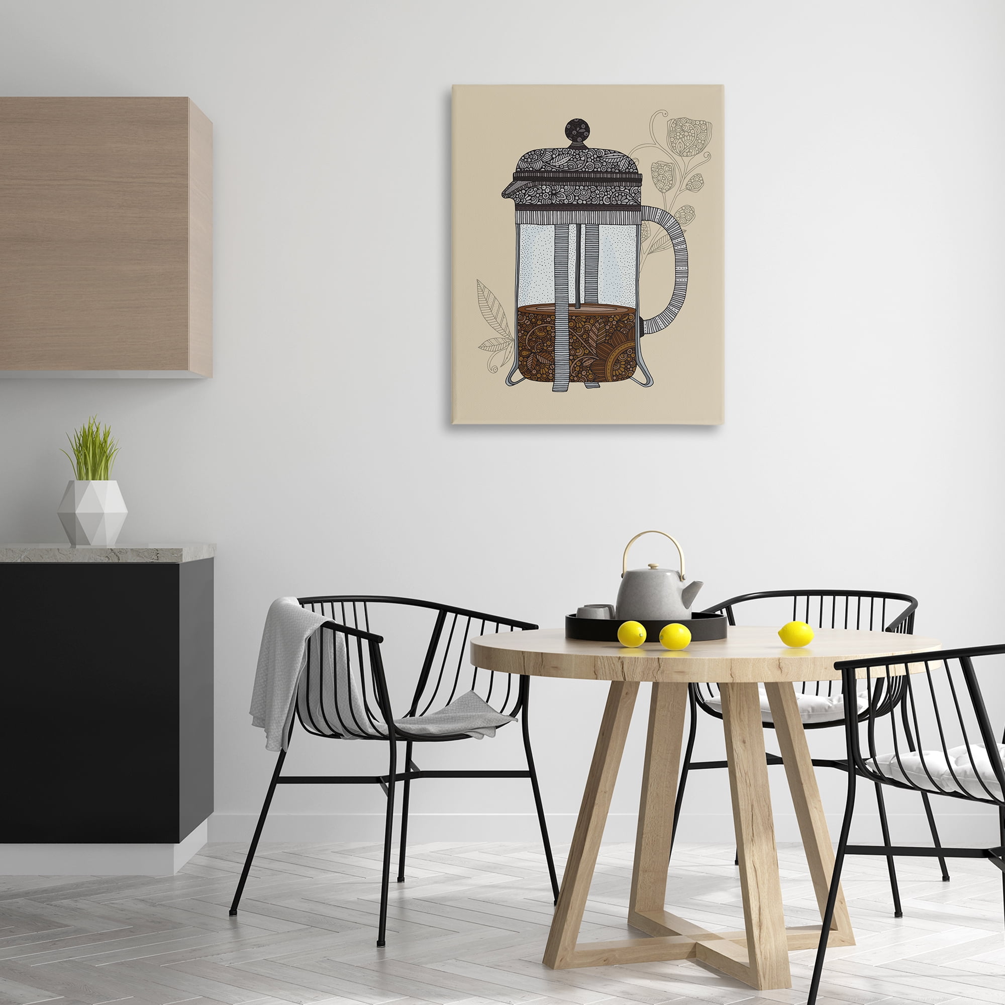 Stupell Industries French Press Coffee Food & Beverage Painting Gallery Wrapped Canvas Art Print Wall Art, 30 x 40