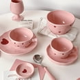 thumbnail image 1 of Vajilla de cerámica de estilo coreano con patrón amasado a mano, serie Pink and Tender Love, platos de arroz de alto valor para el hogar, 1 of 5