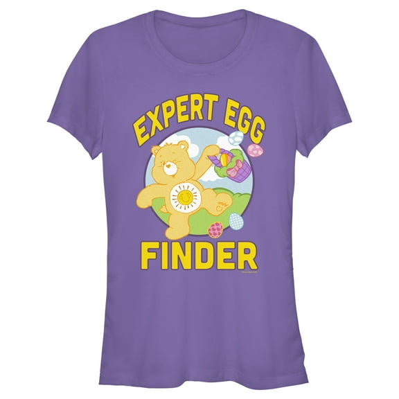 Junior's Care Bears Expert Egg Finder  Graphic Tee Purple Medium