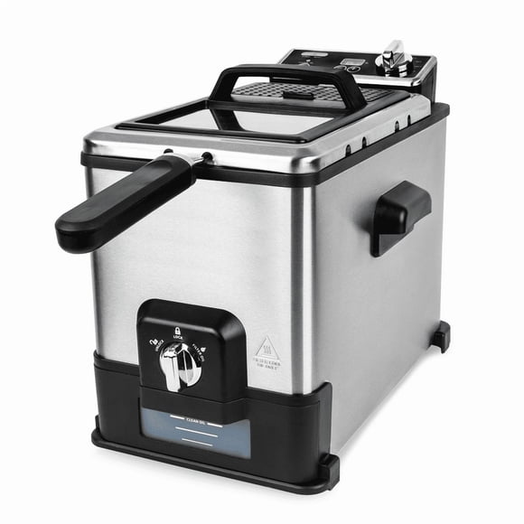 Kalorik Friteuse à Triple Panier Pro 4.2 Pintes avec Filtration d'Huile, Acier Inoxydable