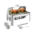 thumbnail image 1 of Rectangular Roll Top Chafing Dish, 9QT Stainless Steel Buffet Server Chafing Server Dish, 1 of 9
