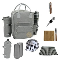 Picnic Basket Backpack for 4 with Blanket & Insulated Cooler, Picnic Set for 4