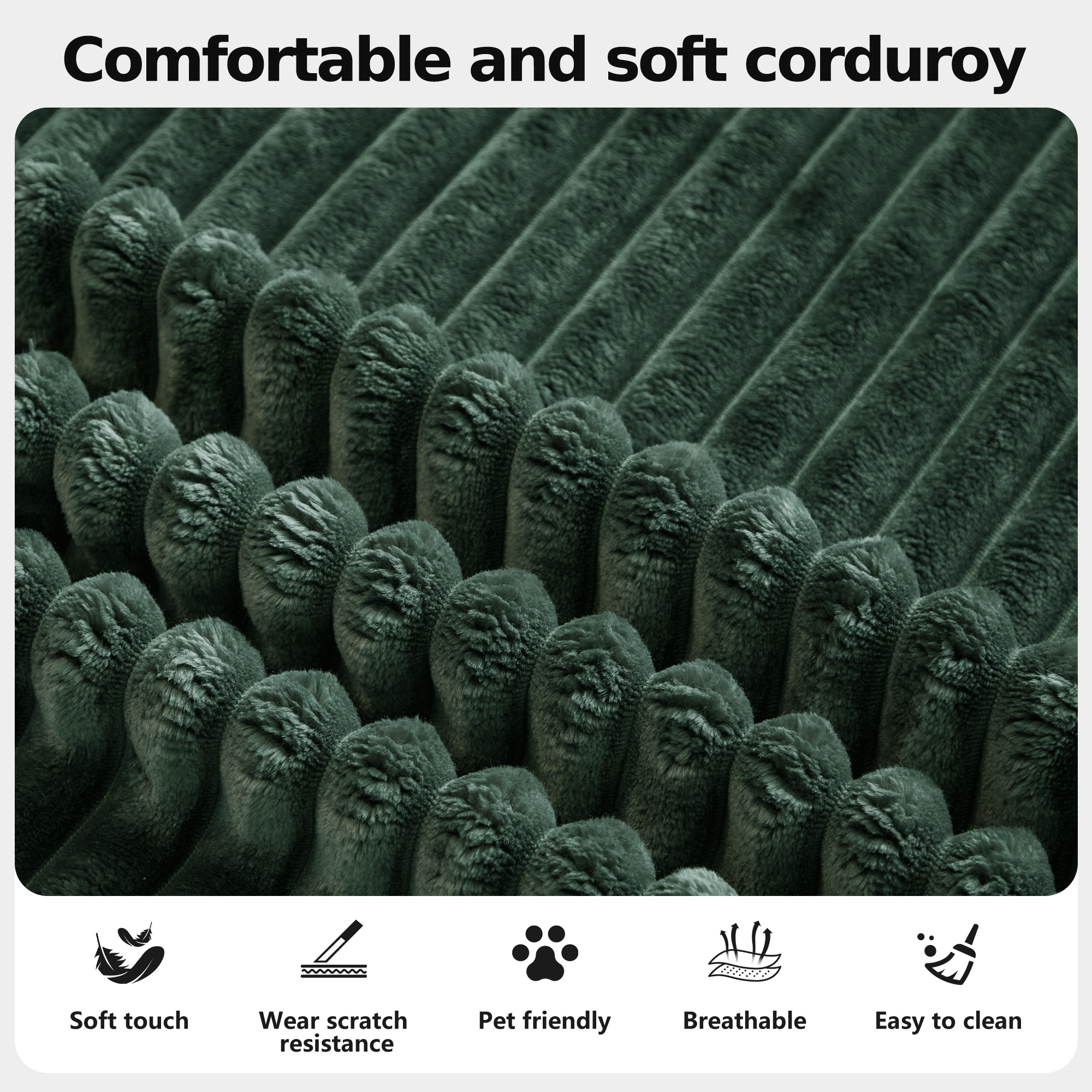 DILORA Large Sectional Cloud Couch,U-Shaped Sofa(Green),Modular And Compressed,Three Packages,134 Inches