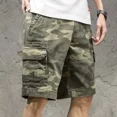 thumbnail image 4 of Pantalones cortos cargo para hombre, estilo medio camuflaje, bermudas masculinas, Y2k, bolsillo frontal, cintura elástica, anchos, cómodos y holgados, novedad de 2025, 4 of 5