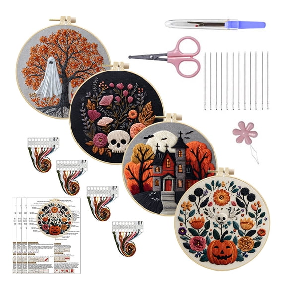 Complete DIY Embroidery Kit for Beginners with Patterns Needles Threads Art Craft