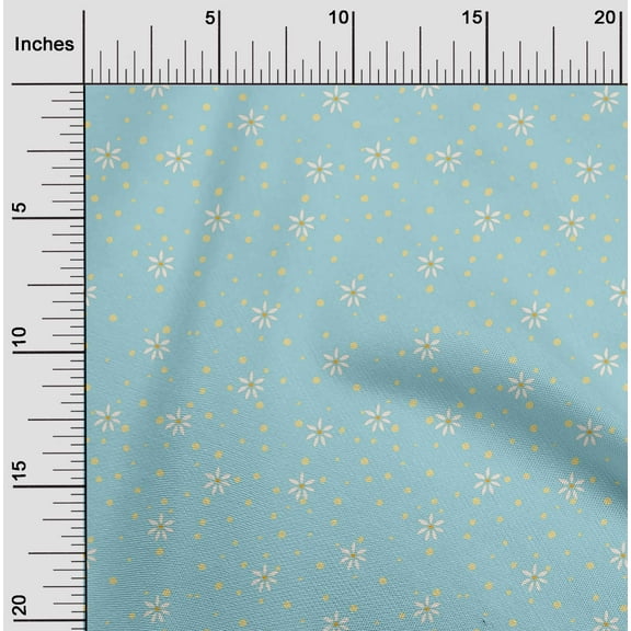 oneOone Organic Cotton Poplin Twill Fabric Dot & Flower Floral Decor Fabric Printed BTY 42 Inch Wide