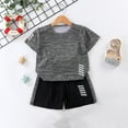 thumbnail image 2 of Fesfesfes Toddler Clothes Outfits Boys Casual Short Sleeve Tops Outfit Round Neck Collar Botton Short Pants Sports Suit, 2 of 3