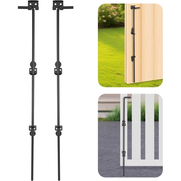 36" Cane Bolt Drop Rod for Gate,2 PCS Heavy Duty Double Gate Latches for Wooden Fence, Wrought Iron Gate Latches for Home Courtyards, Gardens