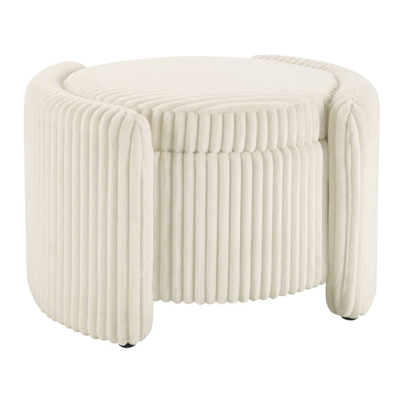 Sable Storage Ottoman with Mango wood Flip Top and White Fabric
