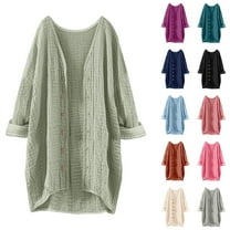 Horkkom Lightweight Cardigans for Women Long Sleeve Button Down Shirts Causal Oversized Open Front Cardigan XL
