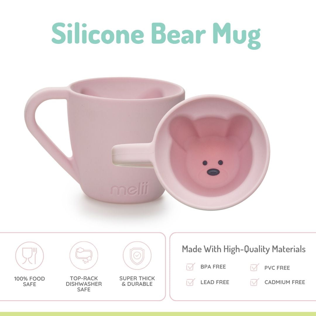 Melii Tasse en silicone en forme d’ours- rose