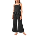 thumbnail image 2 of Spazoro Toddler Girls 2PC Outfit Set, Sleeveless Tank Top & Pants Casual Solid Color Cotton Summer Clothes Set for Kids Black Size 14-15, 2 of 9
