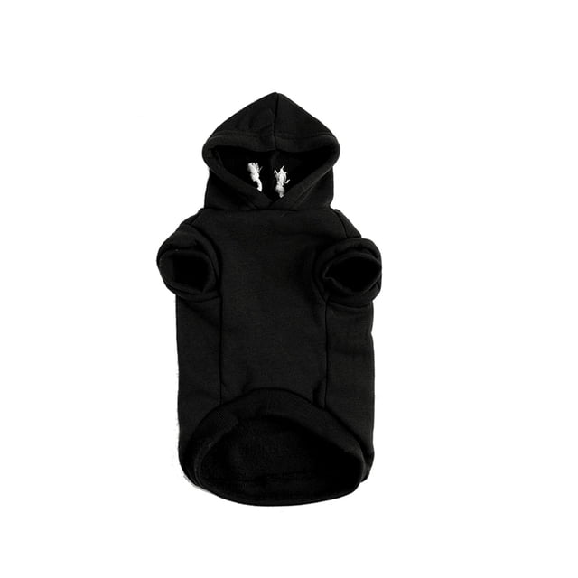 Sudadera para perro con capucha, ropa para mascotas de primavera/otoño/invierno, abrigo cálido negro M
