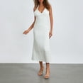 thumbnail image 3 of Biezeib Women Summer Long Evening Dress White Sleeveless V Neck Halter Neck Lace Embroidery Dress, 3 of 6