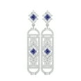 thumbnail image 4 of 4MM Square Tanzanite Cylinderical Long Drop Dangle Earrings For Womens 925 Sterling Silver, 4 of 4