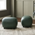 thumbnail image 6 of 23" Wide Faux Leather Upholstered Ottoman Set of 2, Mid-Century Modern Living Room Footrest with Soft Padded Seat, Footstool for Bedroom, Entryway or Living Room, Green, 6 of 9