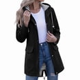 thumbnail image 7 of Xaqiouau Womens Striped Lined Hooded Jacket Mid-Length Water-Resistant Windproof Coat Quick Dry Lightweight Outerwear Outdoor Hiking Casual Daily Windbreaker Black S, 7 of 7