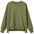thumbnail image 7 of XRoczxe Women Crew Neck Oversized Sweatshirt Long Sleeve Raglan Top Side Split Hem Wrinkle Resistant Soft Casual Layering Pullover Multiple Fresh Solid Colors, 7 of 7