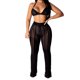 thumbnail image 1 of Traje de punto ahuecado para mujer, sujetador triangular con cuello Halter, pantalones largos, conjunto de malla informal picante elegante para festivales de música, vacaciones, negro M, 1 of 5