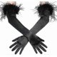 thumbnail image 1 of Long Opera Gloves Satin Feather Gloves 1920s Style Bridal Fancy Dress Gloves, 1 of 4