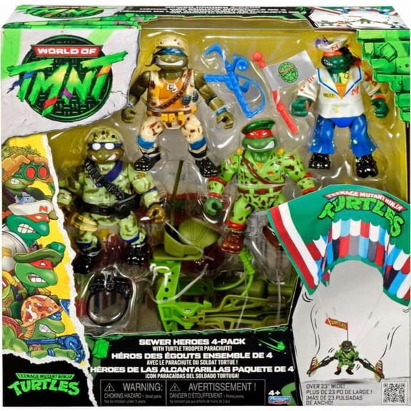 Teenage Mutant Ninja Turtles World of TMNT Sewer Heroes with Turtle Trooper Parachute Action Figure 4-Pack
