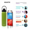thumbnail image 2 of New Aquatix (Lime, 32 Ounce) Pure Stainless Steel Double Wall Vacuum Insulated Sports Water Bottle Convenient Flip Top Cap with Removable Strap Handle - Keeps Drink Cold 24 hr/Hot 6 hr, 2 of 6