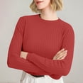 thumbnail image 4 of TRUBKH Fall Outfits for Women Crewneck Tops Long Sleeve Lounge Sweater Cotton Blend Blouses for Women Dressy Casual Wool Blend Sweater Fall Casual Sweater Wrinkle Free Travel Clothes For Red XL, 4 of 8
