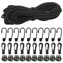 3/16"Bungee Shock Cords with Hooks,65 Feet Elastic Nylon Cords Kayak Stretch String Rope for Bikes,Tie Downs,Boating,Camping,Cars,Sunshades,Fitness and Outdoor Enthusiasts(3/16 inch x 65 feet, Black)
