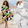 thumbnail image 6 of Uorisanigo Patchwork Dress for Women with Pockets Long Sleeve Fashion Dress Comfy Soft Midi Dresses Vacation Outfits, Creative Cow Print, Size X-Large, 6 of 7