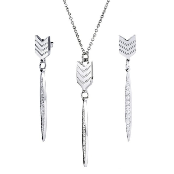 Cate & Chloe Addison 18k White Gold Plated Dangle Earrings and Necklace Jewelry Set Gift for Women