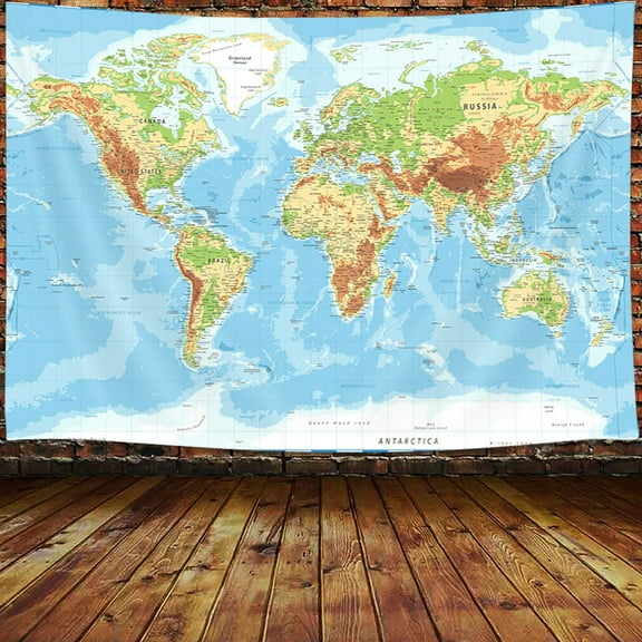 World Map Tapestry Wall Hanging, Vintage Asia Europe South City Topography America Africa Japan Wall Decor Tapestries, Map of World Wall Art for Bedroom Living Room Home Office (60X40)