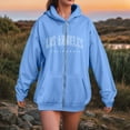 thumbnail image 2 of Quealent Women's Lightweight Cotton Blend Long Sleeve Zip Up Thin Hoodie Jacket Sky Blue for Size XS, 2 of 8