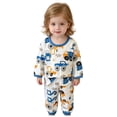 thumbnail image 4 of CAICJ98 Toddler Boy Pajamas Cotton Snug Fit Long Sleeve Pajama Top and Pants Set Kids Sleepwear Girls Baby Clothes (Blue,12-18 Months), 4 of 6