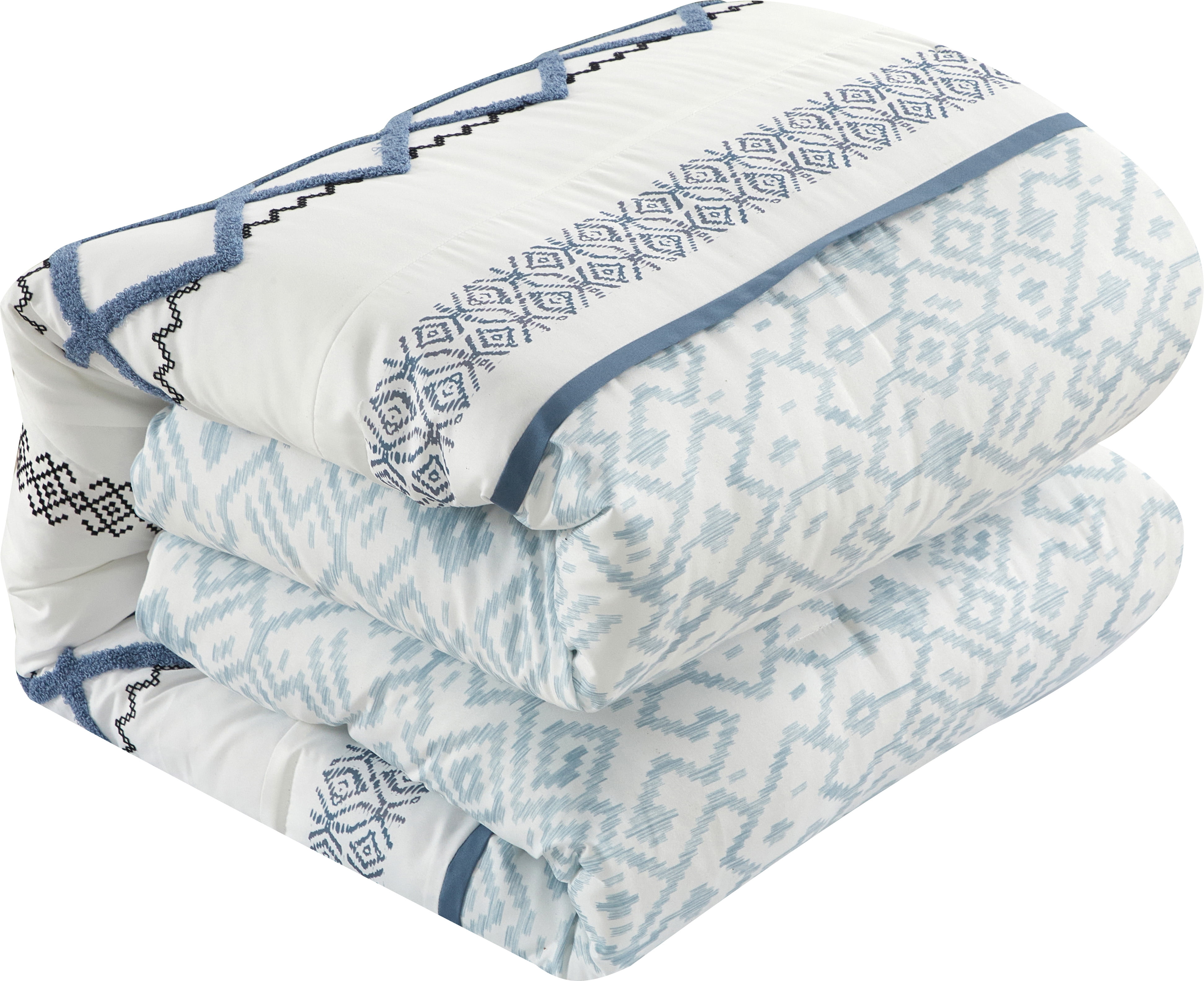 Nanshing Jamie 7 Piece Geometric Comforter Set, Blue, Queen