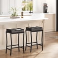 thumbnail image 3 of 26”Counter Height Bar Stools Set of 4 Without backrest, Upholstered Farmhouse Bar Stools with Footrest for Kitchen Island,Faux Leather, 3 of 7