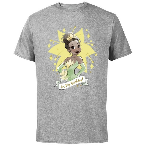 Disney Princess Tiana It’s My Birthday - Short Sleeve Cotton T-Shirt for Adults - Customized-Athletic Heather
